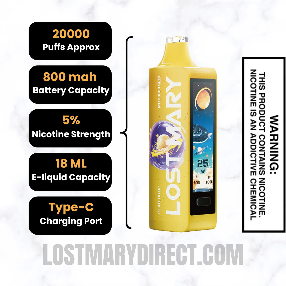Pear Drop Lost Mary MO20000 PRO Diposable Vape Specifications Pear Drop Lost Mary MO20000 PRO Diposable Vape Specifications