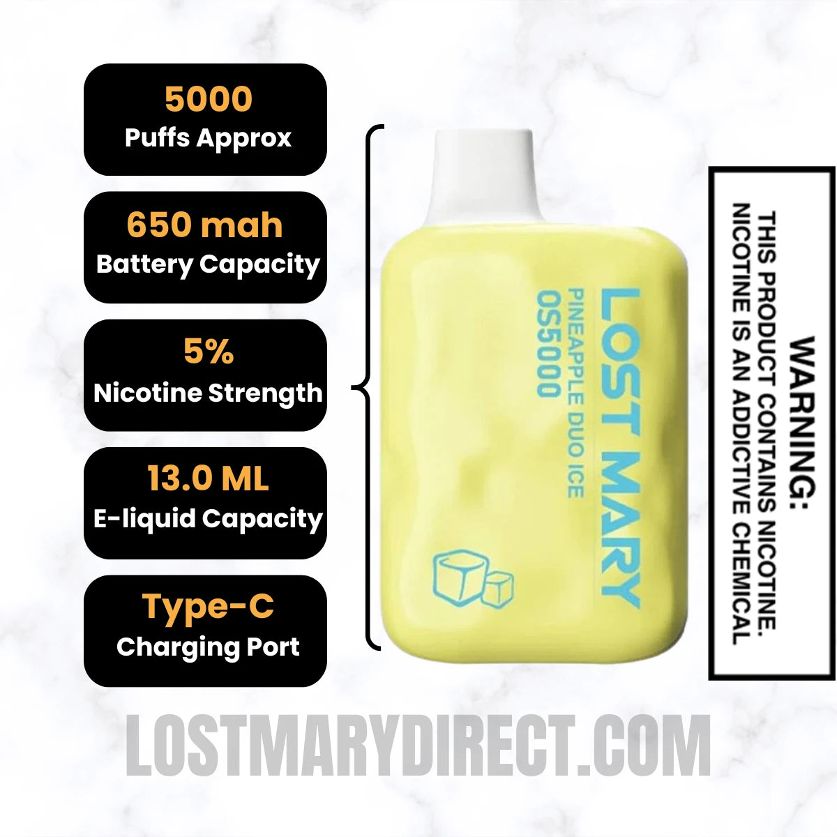 Pineapple Duo Ice Lost Mary OS5000 Frozen edition VapeSpecifications Pineapple Duo Ice Lost Mary OS5000 Frozen edition VapeSpecifications