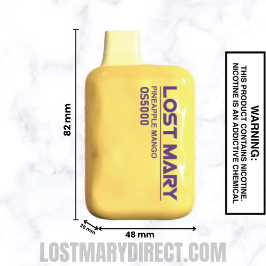 Pineapple Mango Lost Mary OS5000 Disposable Vape Dimensions Pineapple Mango Lost Mary OS5000 Disposable Vape Dimensions