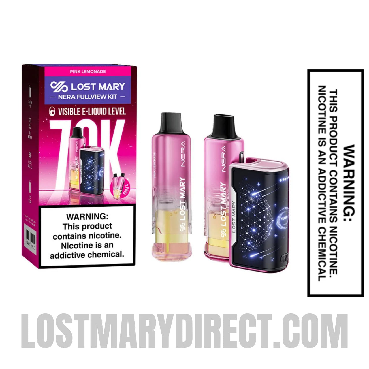 Pink Lemonade Lost Mary Nera Fullview 70K Vape Kit with package box Pink Lemonade Lost Mary Nera Fullview 70K Vape Kit with package box