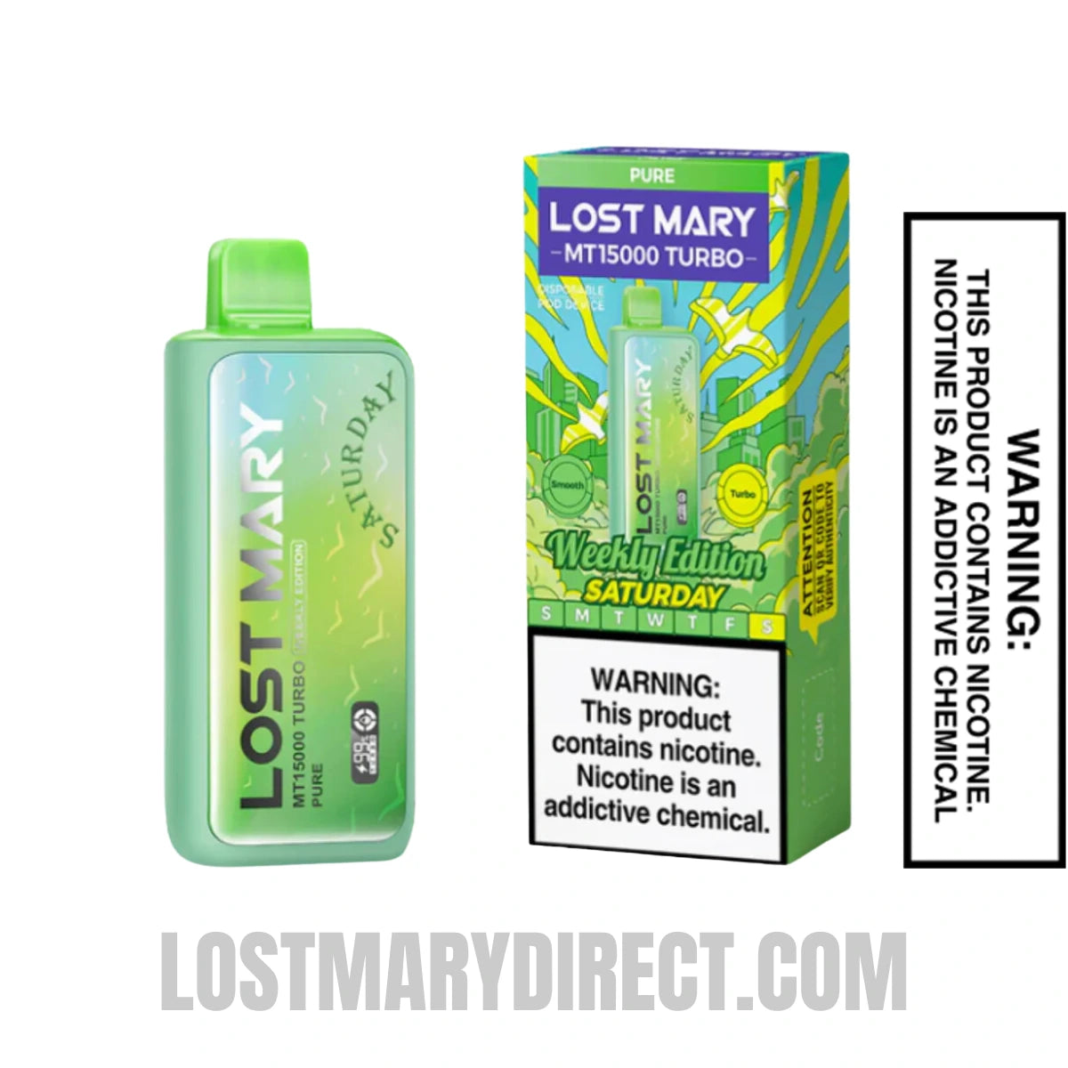 Pure Lost Mary MT15000 TURBO (Saturday) Vape With Package Box Pure Lost Mary MT15000 TURBO (Saturday) Vape With Package Box