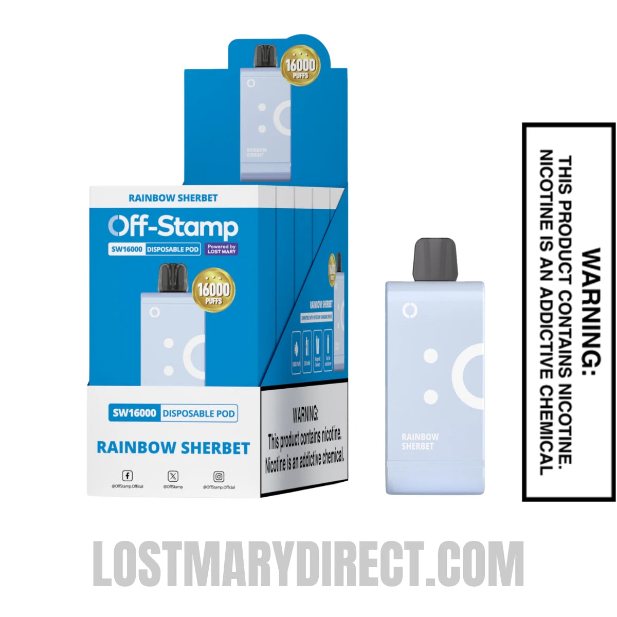 Rainbow Sherbet Off Stamp SW16000 Disposable Pod With Bundle Pack Rainbow Sherbet Off Stamp SW16000 Disposable Pod With Bundle Pack