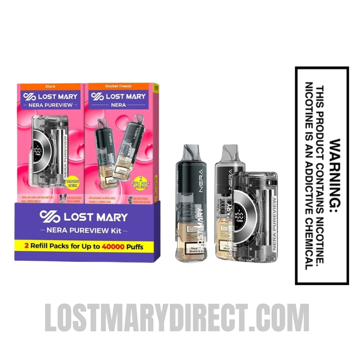 Rocket Freeze Lost Mary Nera Pureview 40K Vape Kit Package Rocket Freeze Lost Mary Nera Pureview 40K Vape Kit Package