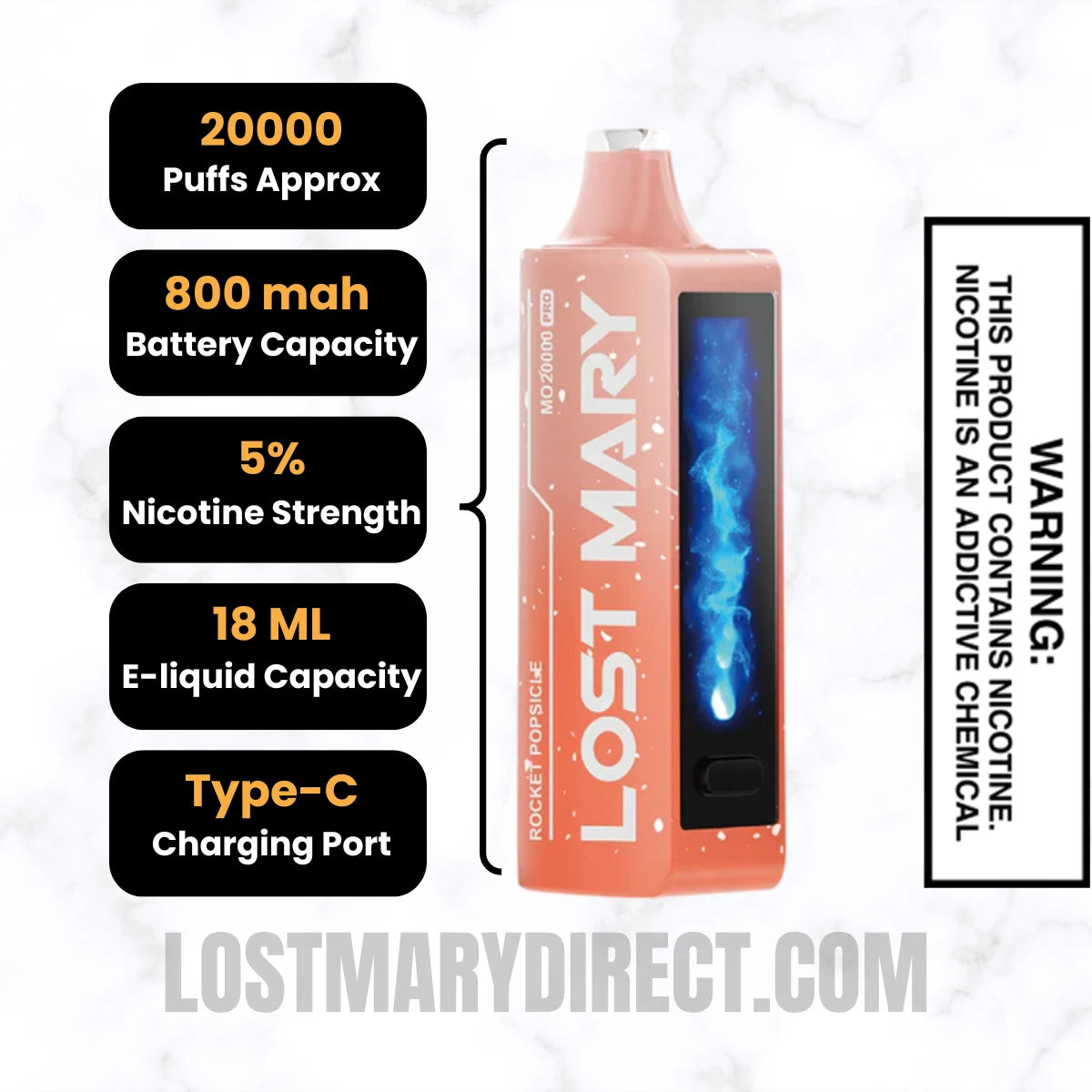 Rocket Popsicle Lost Mary MO20000 PRO Diposable Vape Specifications Rocket Popsicle Lost Mary MO20000 PRO Diposable Vape Specifications
