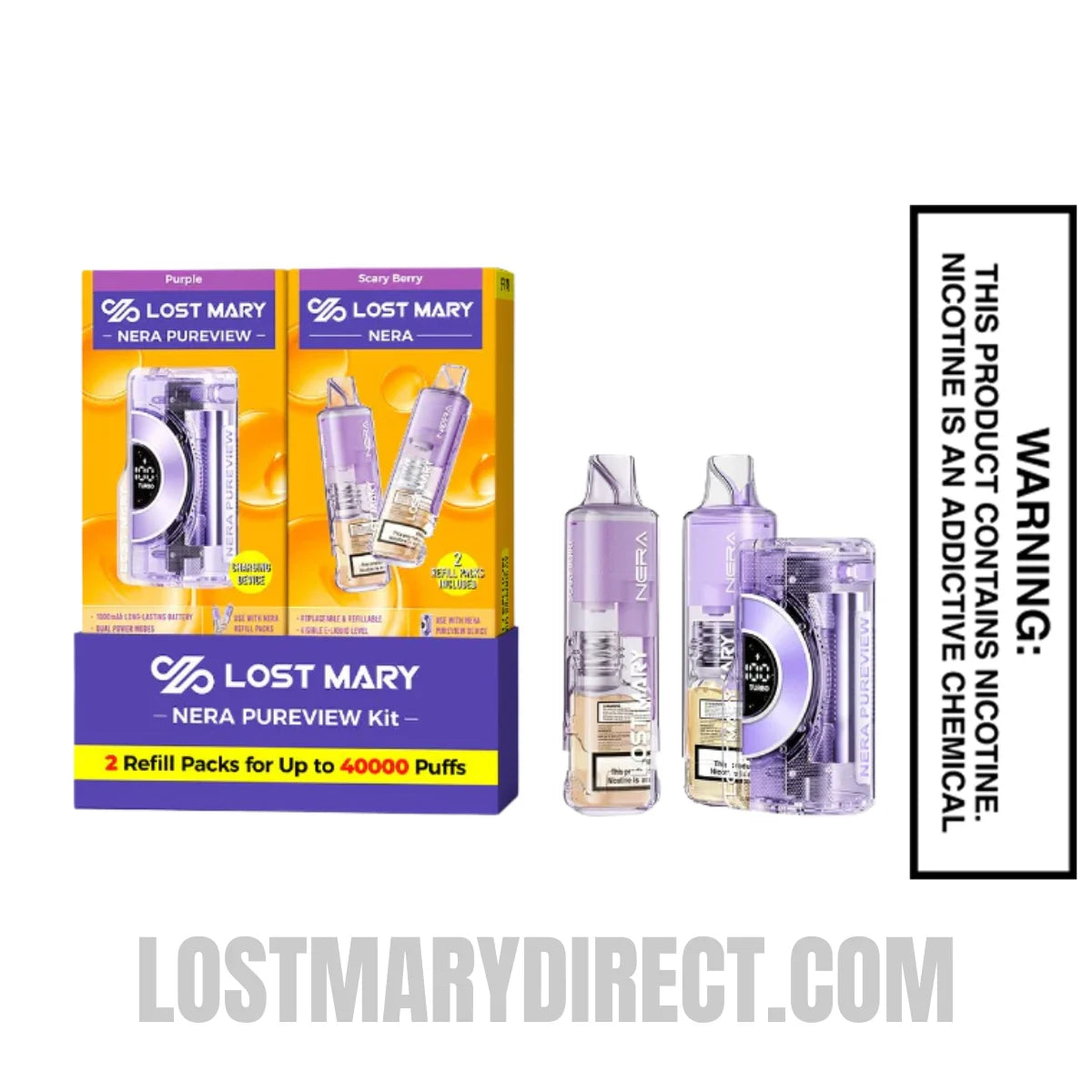 Scary Berry Lost Mary Nera Pureview 40K Vape Kit with Package Box Scary Berry Lost Mary Nera Pureview 40K Vape Kit with Package Box
