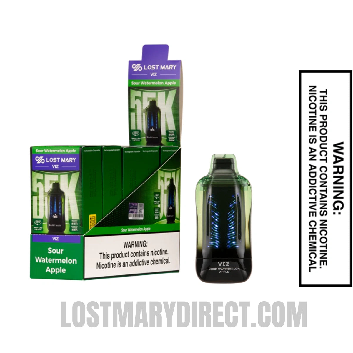 Sour Watermelon Apple Lost Mary VIZ 55K Disposable Vape With Bundle Pack Sour Watermelon Apple Lost Mary VIZ 55K Disposable Vape With Bundle Pack