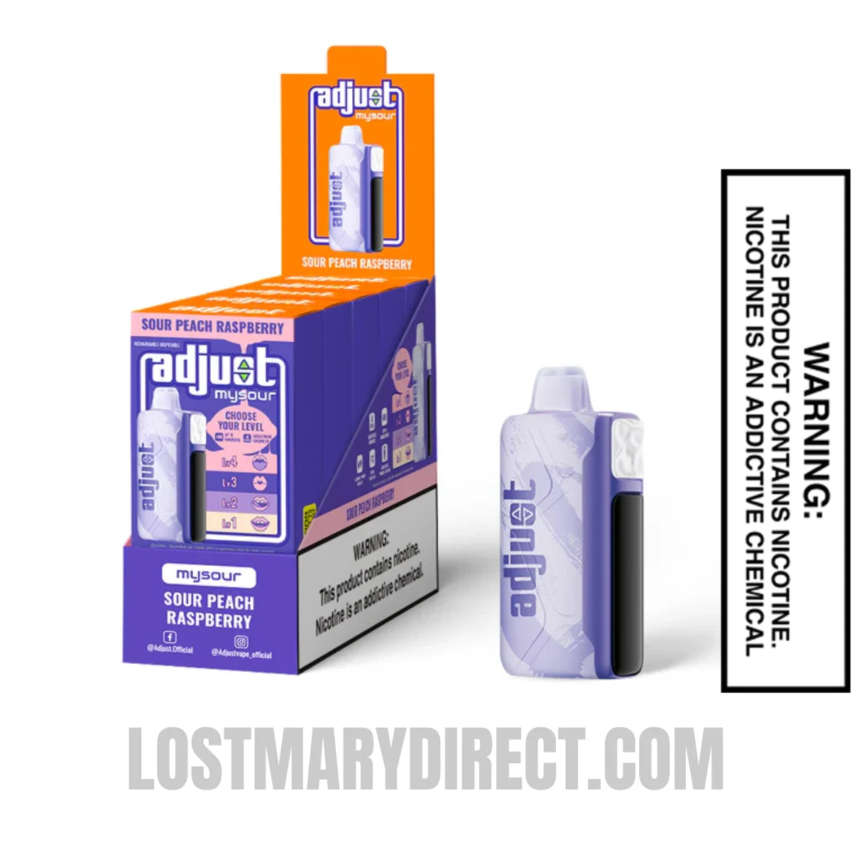 Sour Peach Raspberry Adjust MySour 40K Disposable Vape 5 pack Sour Peach Raspberry Adjust MySour 40K Disposable Vape 5 pack