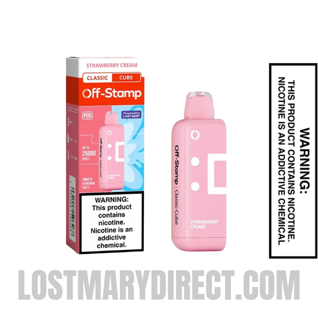 Strawberry Cream Off Stamp Classic Cube 25K Disposable Pod with Package box Strawberry Cream Off Stamp Classic Cube 25K Disposable Pod with Package box