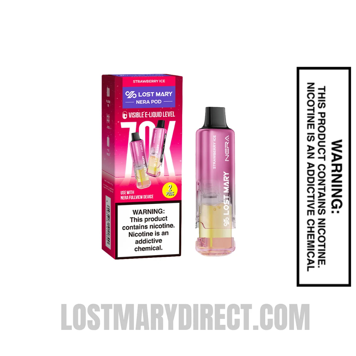 Strawberry Ice Lost Mary Nera Fullview 70K Disposable Vape Pod with package Strawberry Ice Lost Mary Nera Fullview 70K Disposable Vape Pod with package