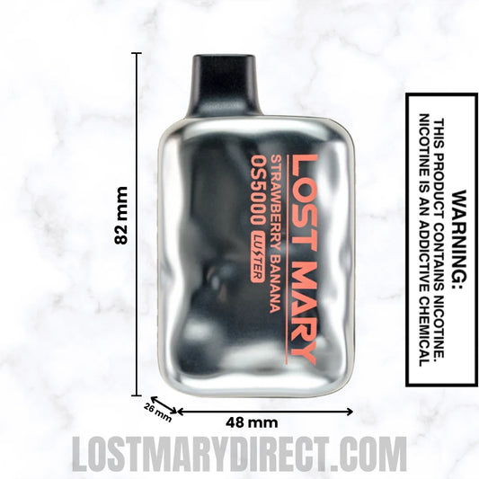Strawberry Banana Lost Mary OS5000 Luster Edition Vape Dimensions Strawberry Banana Lost Mary OS5000 Luster Edition Vape Dimensions