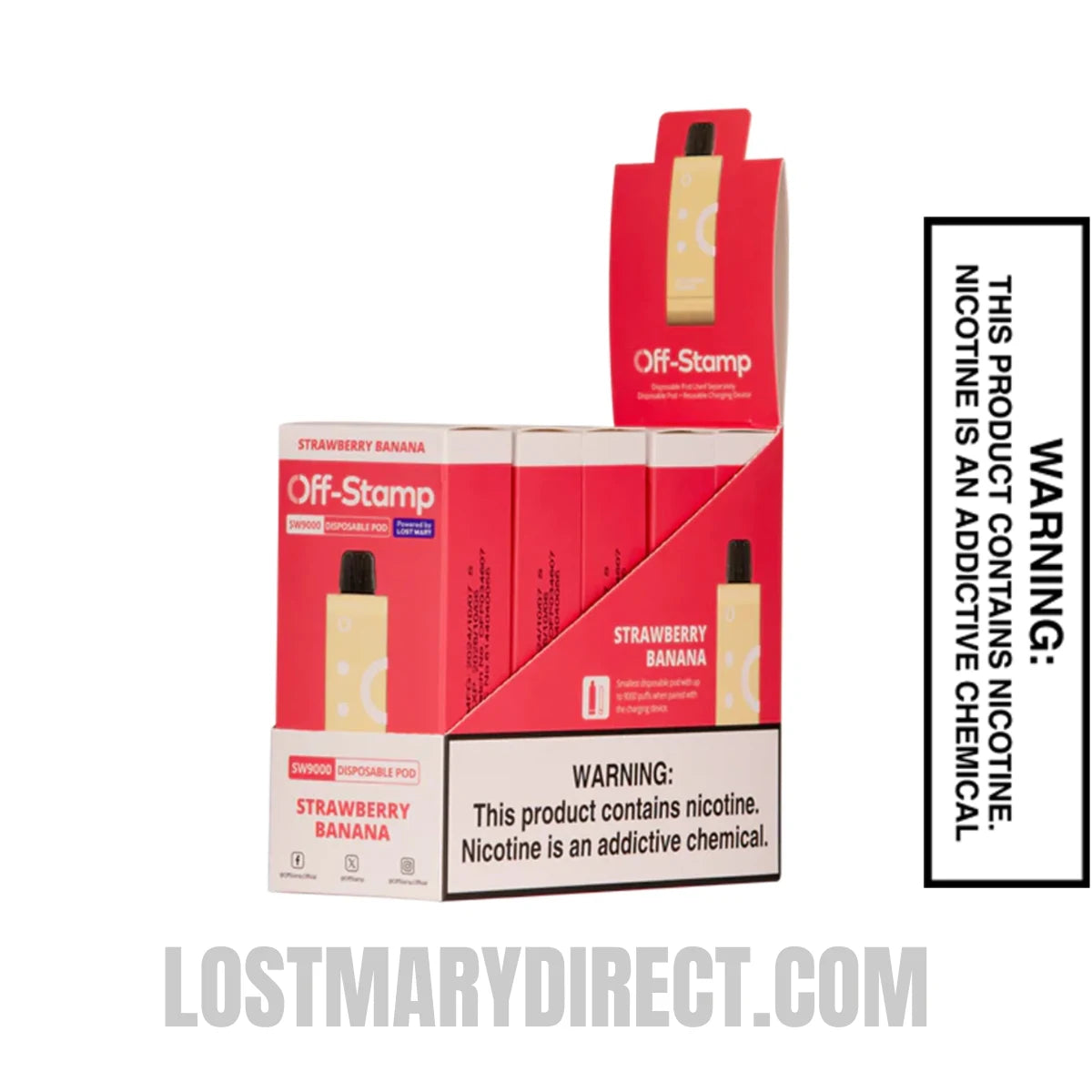 Strawberry Banana Off Stamp SW9000 Disposable Pod With Bundle Pack Strawberry Banana Off Stamp SW9000 Disposable Pod With Bundle Pack