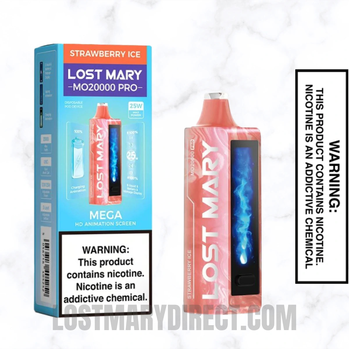 Strawberry Ice Lost Mary MO20000 PRO Diposable Vape with package box Strawberry Ice Lost Mary MO20000 PRO Diposable Vape with package box