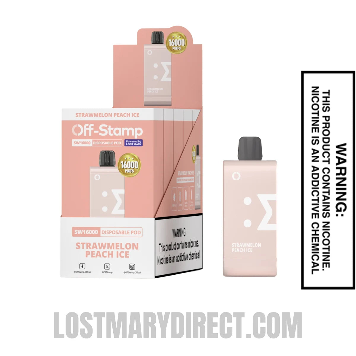 Strawmelon Peach Ice Off Stamp SW16000 Disposable Pod With Bundle Pack Strawmelon Peach Ice Off Stamp SW16000 Disposable Pod With Bundle Pack