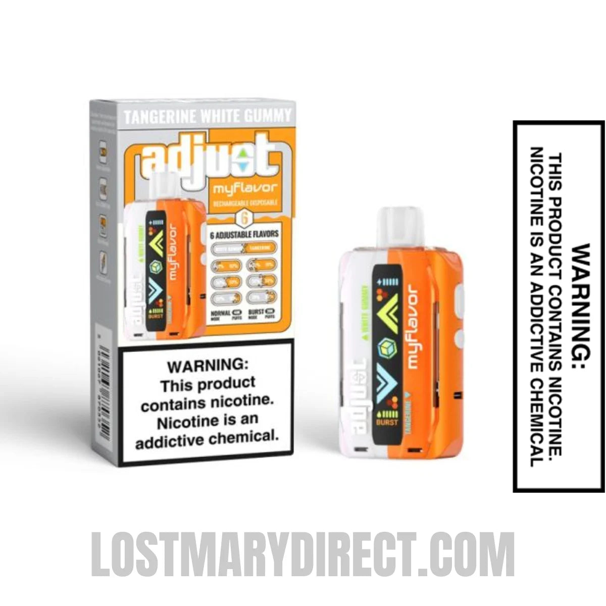 Tangerine White Gummy Adjust MyFlavor 40K Disposable Vape with Package Box Tangerine White Gummy Adjust MyFlavor 40K Disposable Vape with Package Box