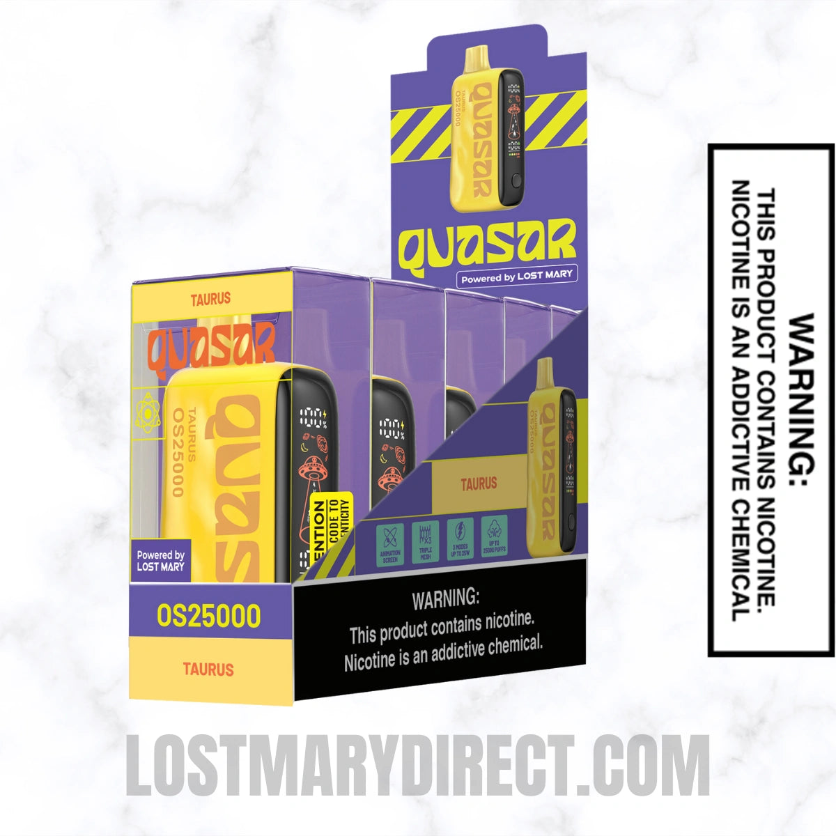 Taurus Lost Mary Quasar OS25000 Diposable Vape with pack of 5 Taurus Lost Mary Quasar OS25000 Diposable Vape with pack of 5