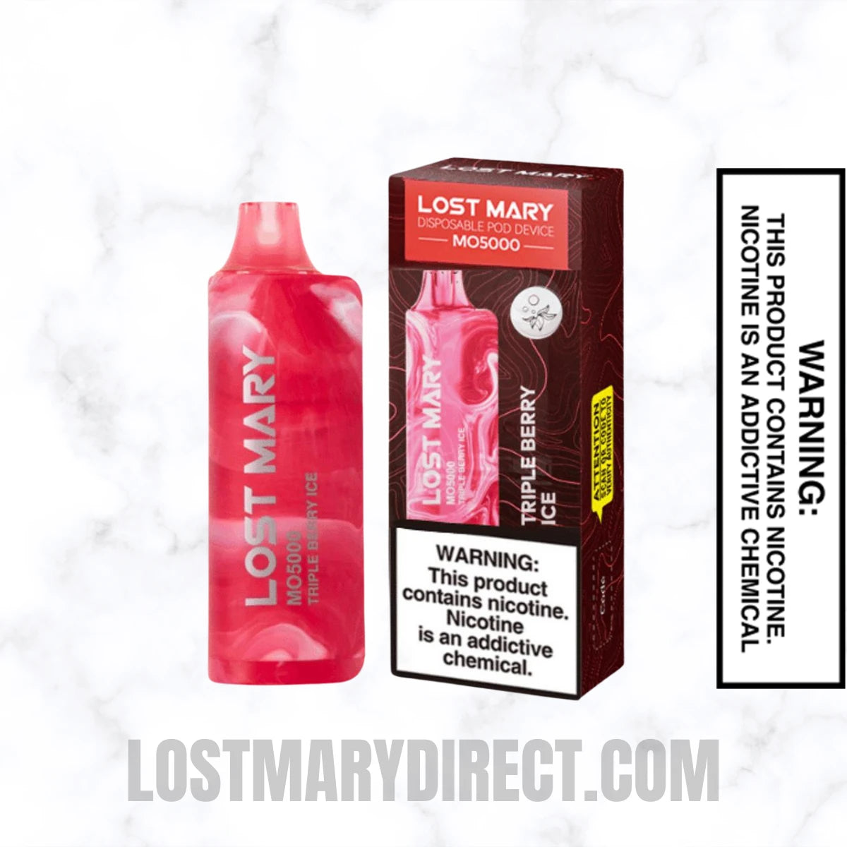 Triple Berry Ice Lost Mary MO5000 Disposable Vape With Package Box Triple Berry Ice Lost Mary MO5000 Disposable Vape With Package Box