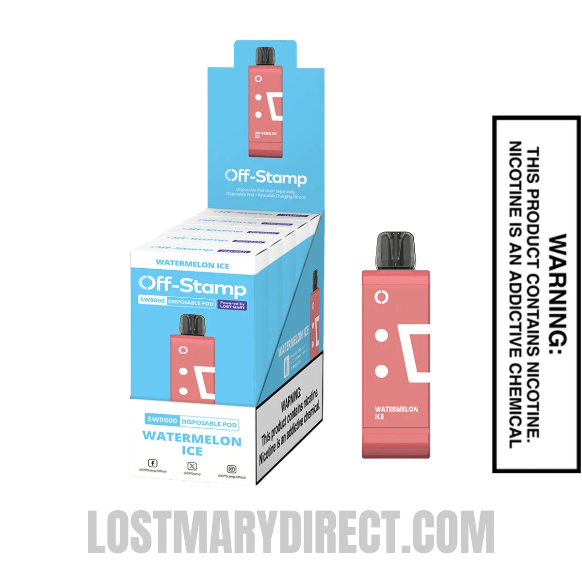 Watermelon Ice Off Stamp SW9000 Disposable Pod With Bundle Pack Watermelon Ice Off Stamp SW9000 Disposable Pod With Bundle Pack