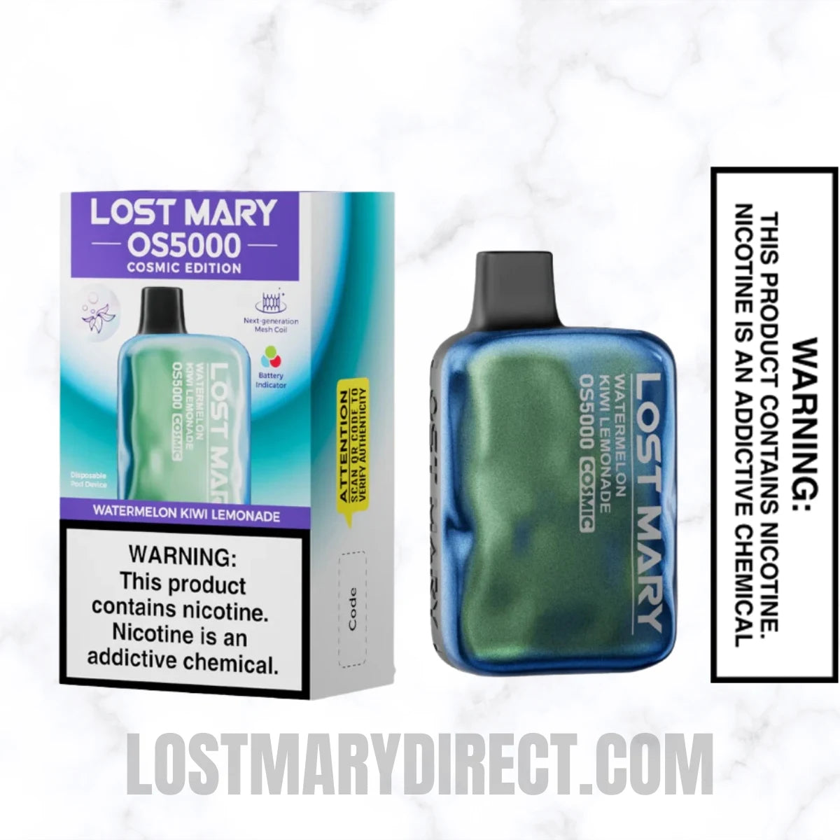 Watermelon Kiwi Lemonade Lost Mary OS5000 Cosmic Edition Vape With Package Box Watermelon Kiwi Lemonade Lost Mary OS5000 Cosmic Edition Vape With Package Box