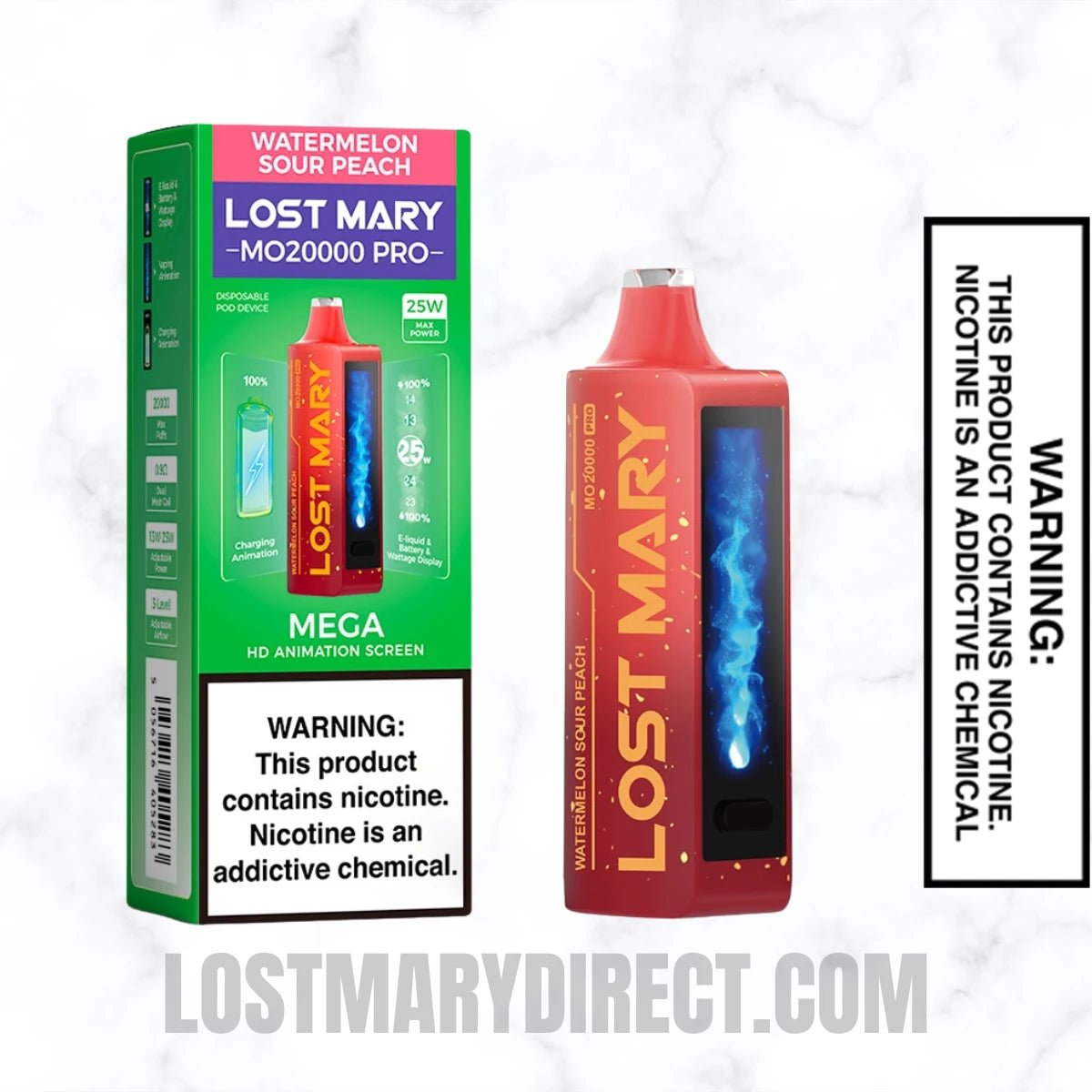 Watermelon Sour Peach Lost Mary MO20000 PRO Diposable Vape With Package Box Watermelon Sour Peach Lost Mary MO20000 PRO Diposable Vape With Package Box