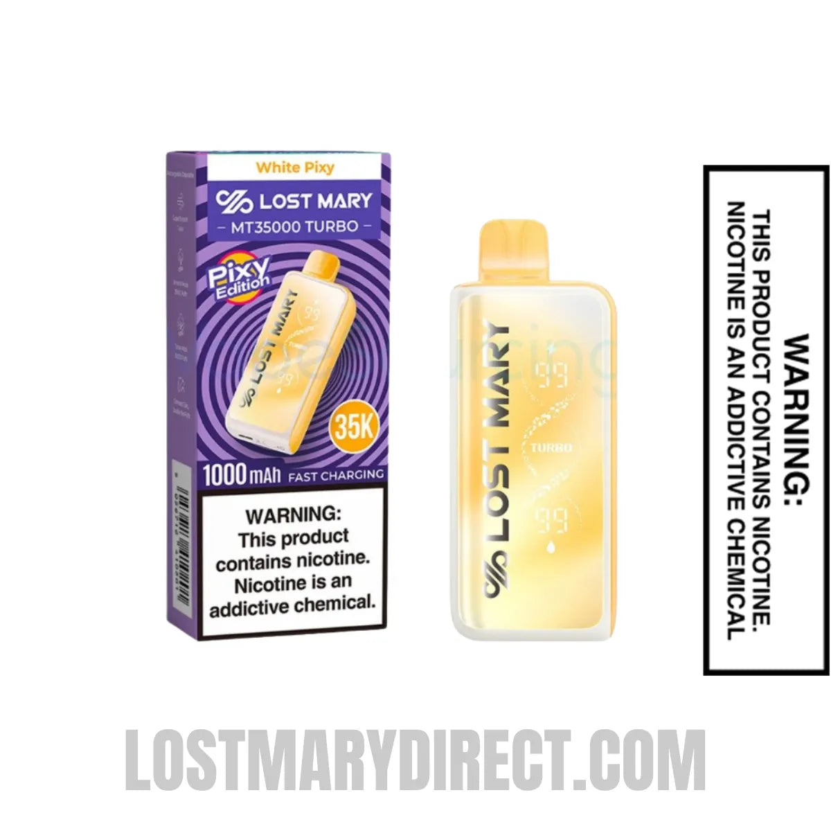 White Pixy Lost Mary MT35000 Turbo Disposable Vape with Package Box White Pixy Lost Mary MT35000 Turbo Disposable Vape with Package Box