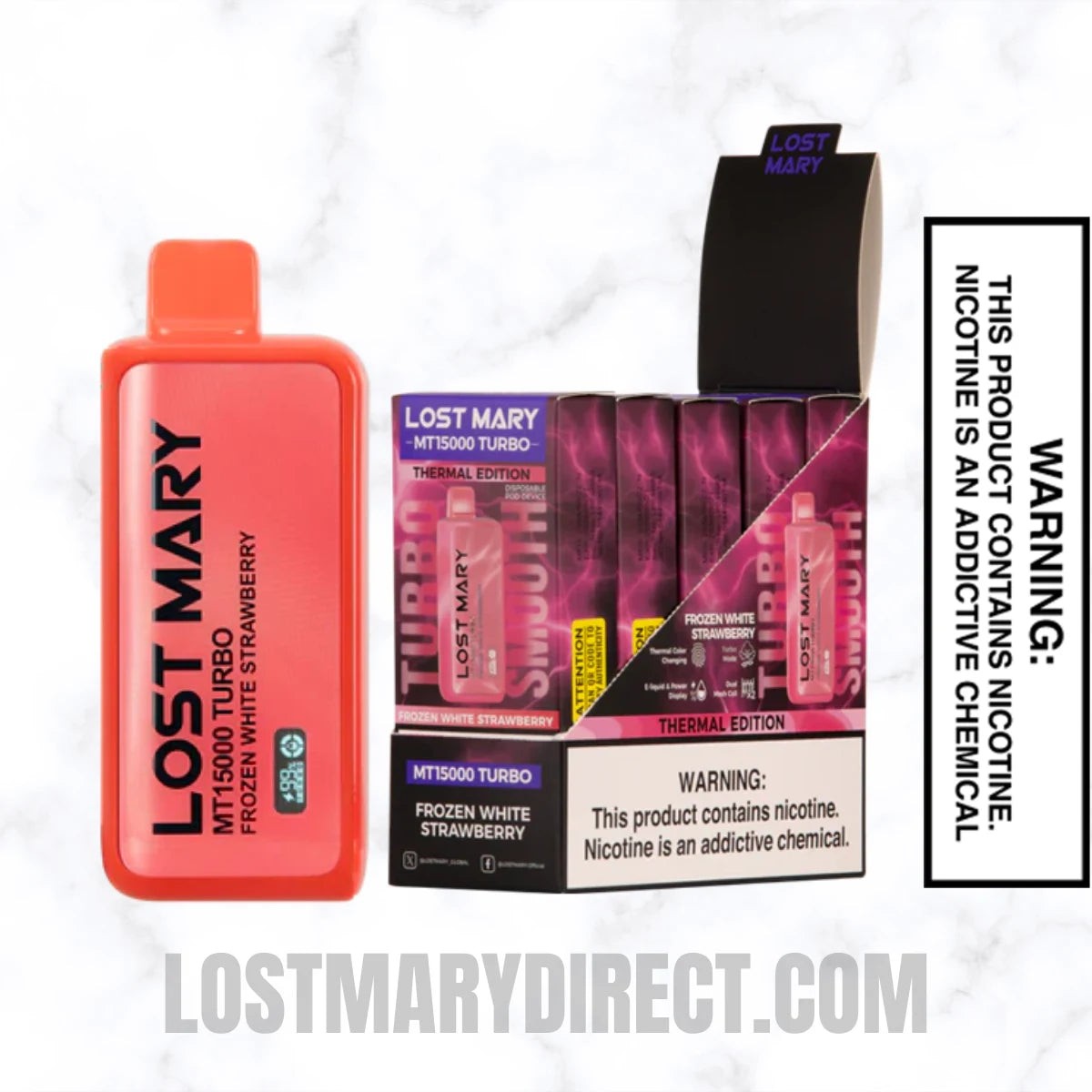 White Strawberry Lost Mary MT15000 TURBO Frozen Edition Package Box White Strawberry Lost Mary MT15000 TURBO Frozen Edition Package Box