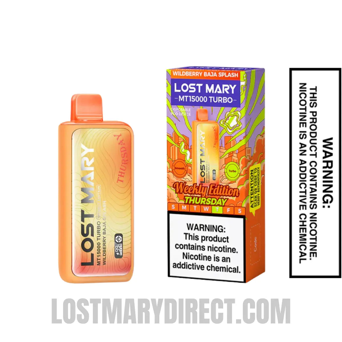 Wildberry Baja Splash Lost Mary MT15000 TURBO (Thursday) Vape With Package Box Wildberry Baja Splash Lost Mary MT15000 TURBO (Thursday) Vape With Package Box