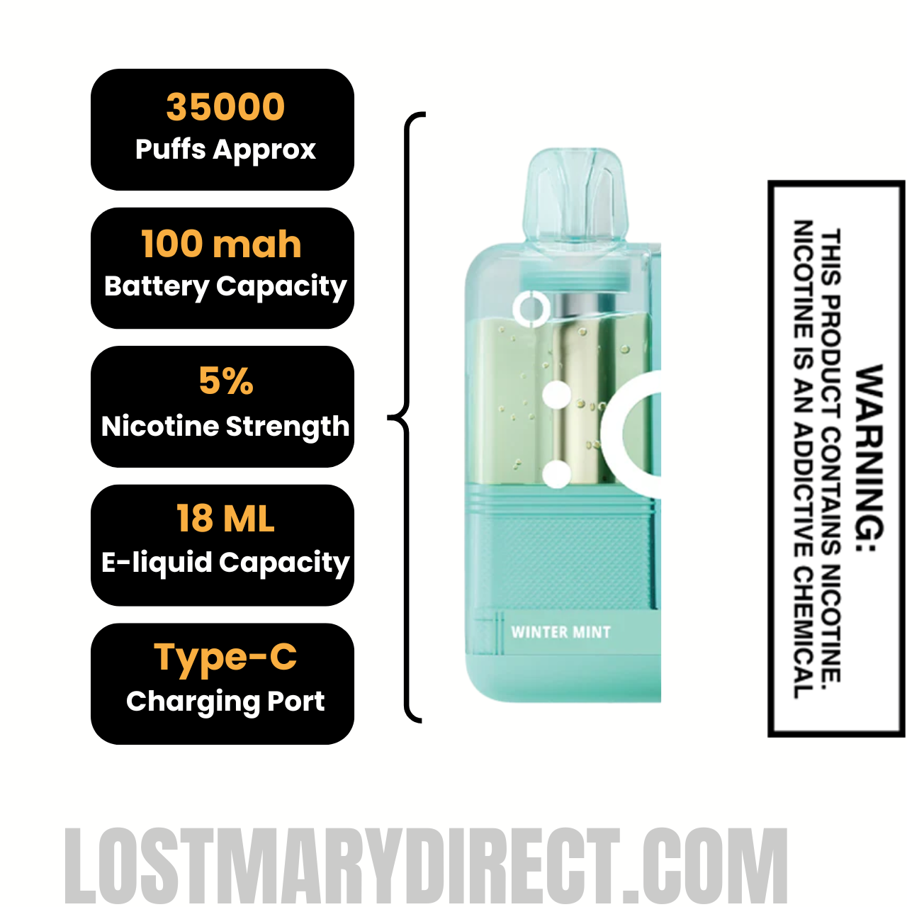 Winter Mint Off Stamp X Crystal Cube 35K Disposable Vape Pod with Specification Winter Mint Off Stamp X Crystal Cube 35K Disposable Vape Pod with Specification