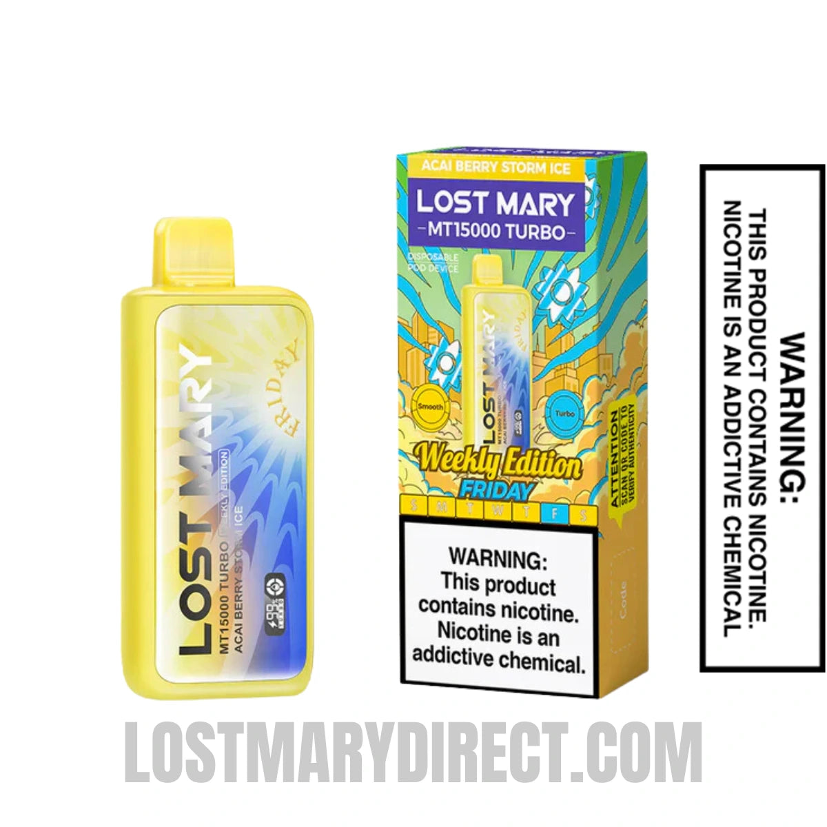 Acai Berry Storm Ice Lost Mary MT15000 TURBO (Friday) Vape With Package Box