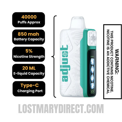 Baja Splash Adjust MyCool 40k Disposable Vape Specifications