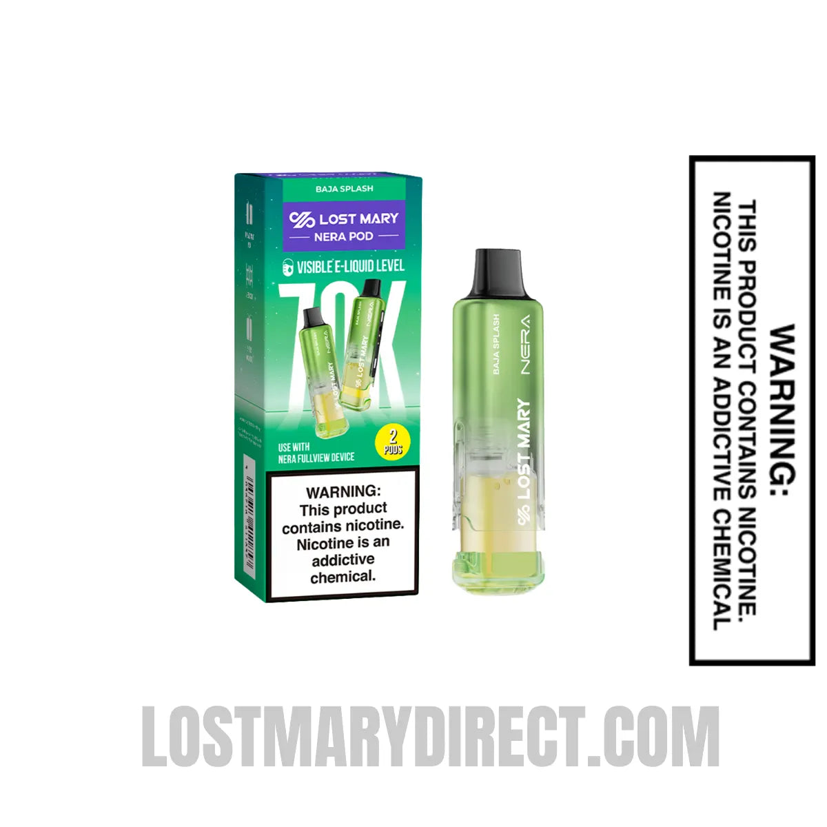 Baja Splash Lost Mary Nera Fullview 70K Disposable Vape Pod with package
