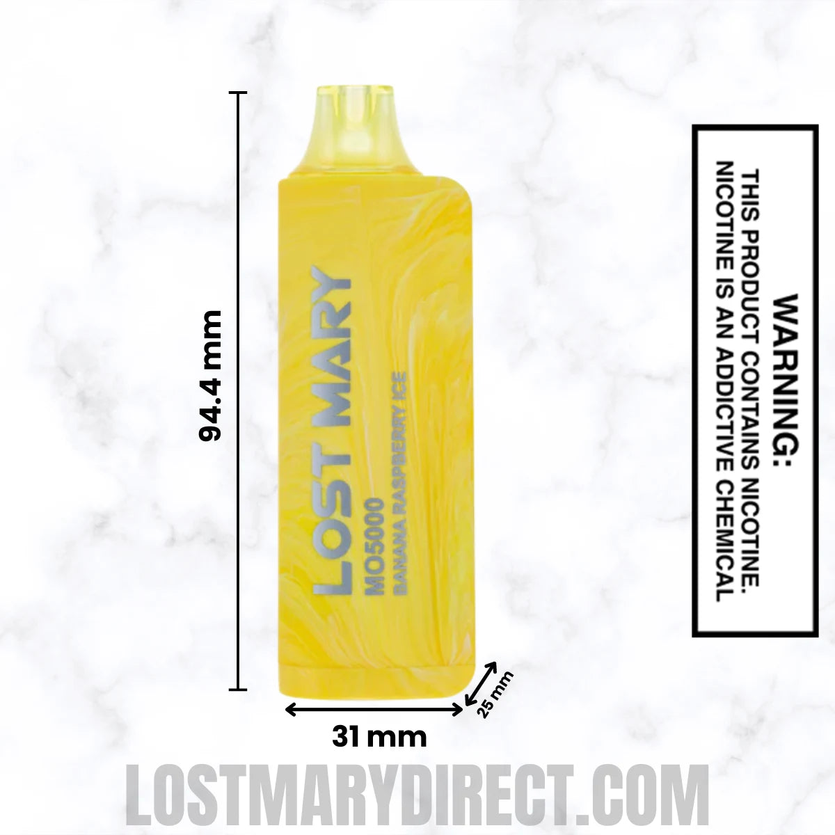 Banana Raspberry Ice Lost Mary MO5000 Disposable Vape Dimension