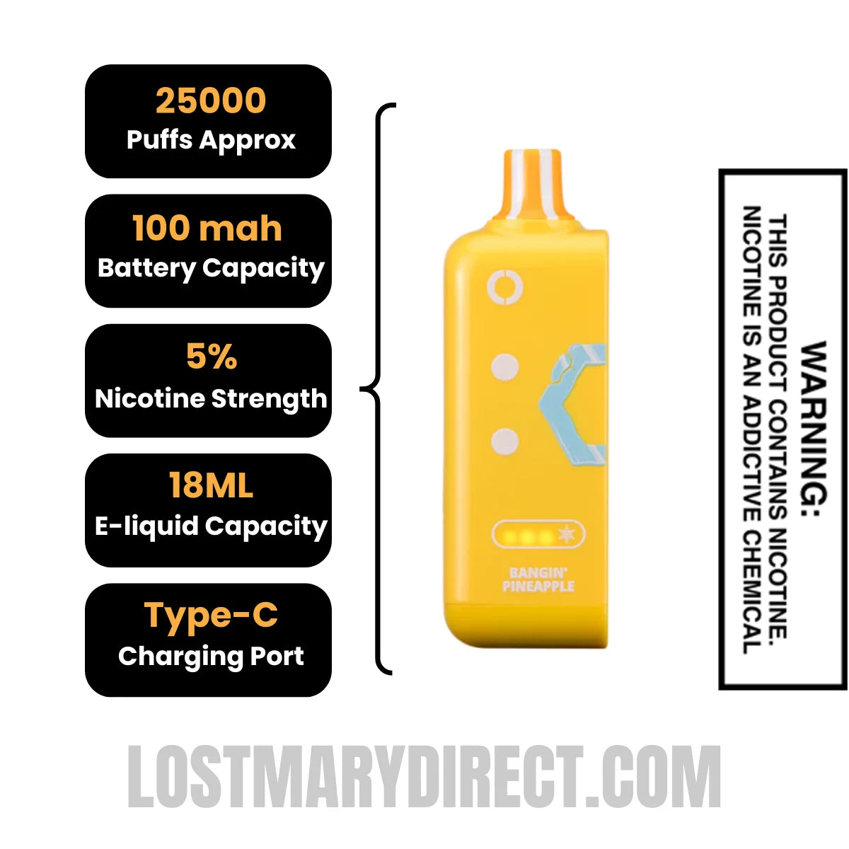 Bangin' Pineapple Off Stamp Ice Cube 25K Disposable Pod with Specification