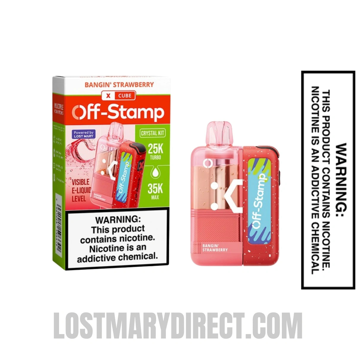 Bangin' Strawberry Off Stamp X Cube Crystal Cube 35K Vape Kit With Package Box 