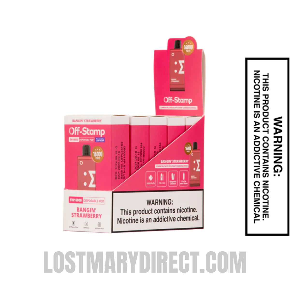 Bangin Strawberry Off-Stamp SW16000 Disposable Pod With Bundle Pack
