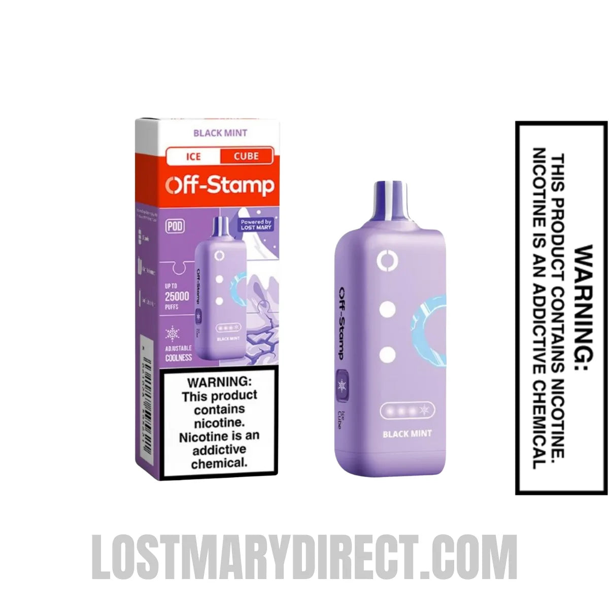 Black Mint Off Stamp Ice Cube 25K Disposable Pod with Package Box