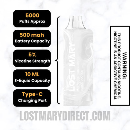 lost mary duo ice flavors Black Duo Ice Lost Mary MO5000 Disposable Vape