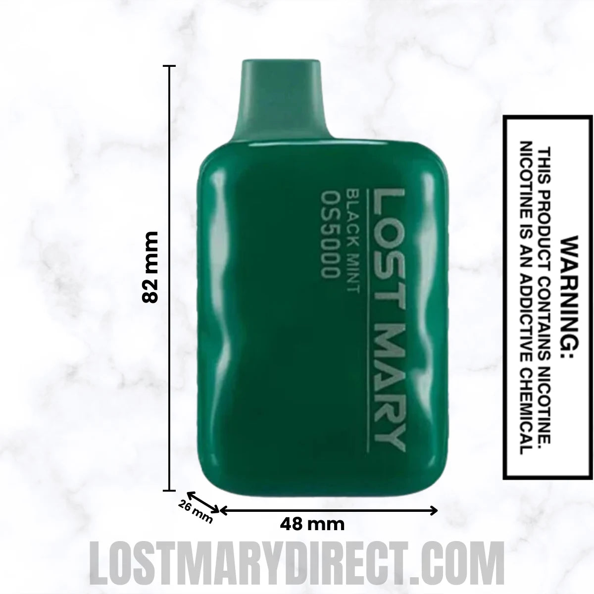 Black Mint Lost Mary OS5000 Disposable Vape Dimensions