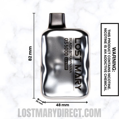 Black Strawnana Lost Mary OS5000 Luster Edition Vape Diposable Vape Dimensions