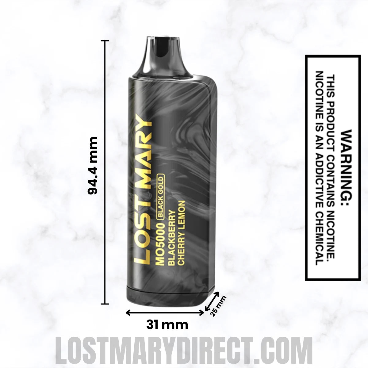 Blackberry Cherry Lemon Lost Mary MO5000 Disposable Vape Dimension