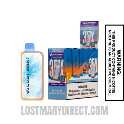 Blue Razz Cotton Carnival Lost Mary MT35000 Turbo Vape With Package Box