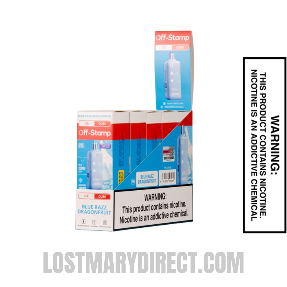 Blue Razz Dragonfruit Off Stamp Ice Cube 25K Disposable Pod bundle