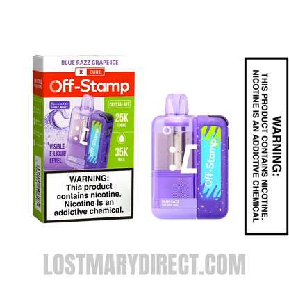 Blue Razz Grape Ice Off Stamp X Cube Crystal Cube 35k Kit With Package Box