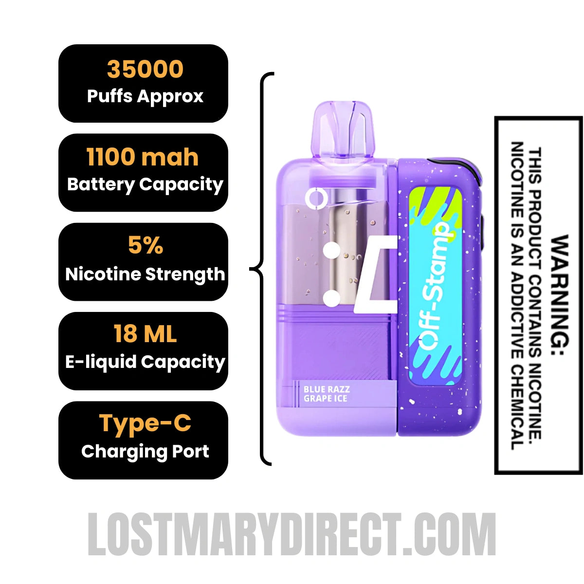 Blue Razz Grape Ice Off Stamp X Cube Crystal Cube 35k Kit Specifications