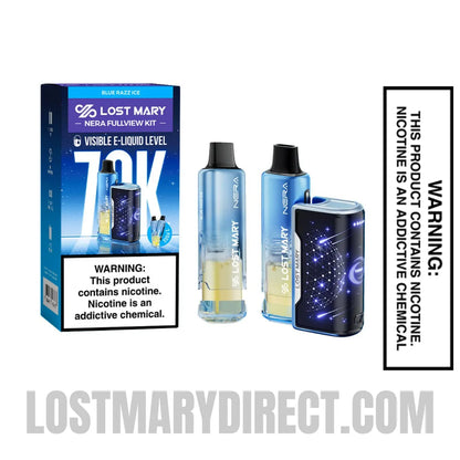 Blue Razz Ice Lost Mary Nera Fullview 70K Vape Kit with Package box