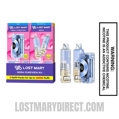 Blue Razz Ice Lost Mary Nera Pureview 40K Vape Kit Package