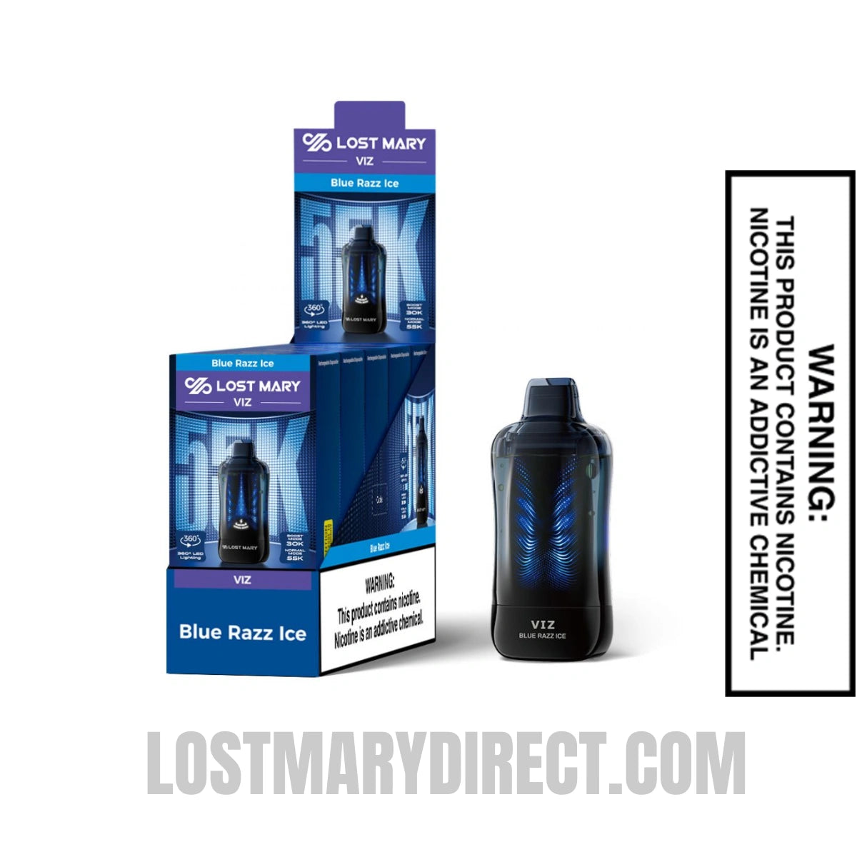 Blue Razz Ice Lost Mary VIZ 55K Disposable Vape With Bundle Pack