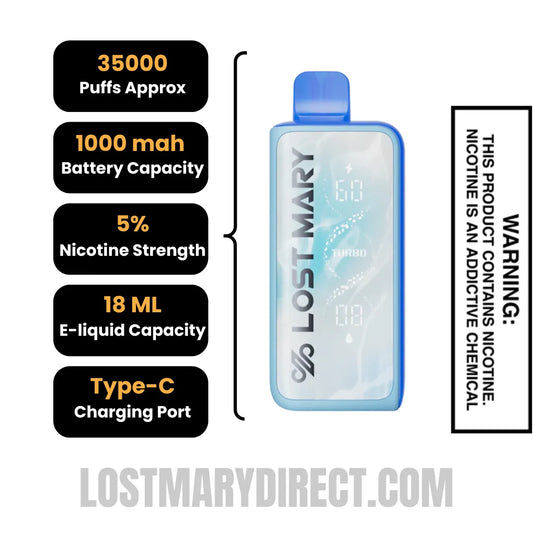 Blue Razz Ice Lost Mary MT35000 Turbo Disposable Vape Blue Razz Ice Lost Mary MT35000 Turbo Disposable Vape