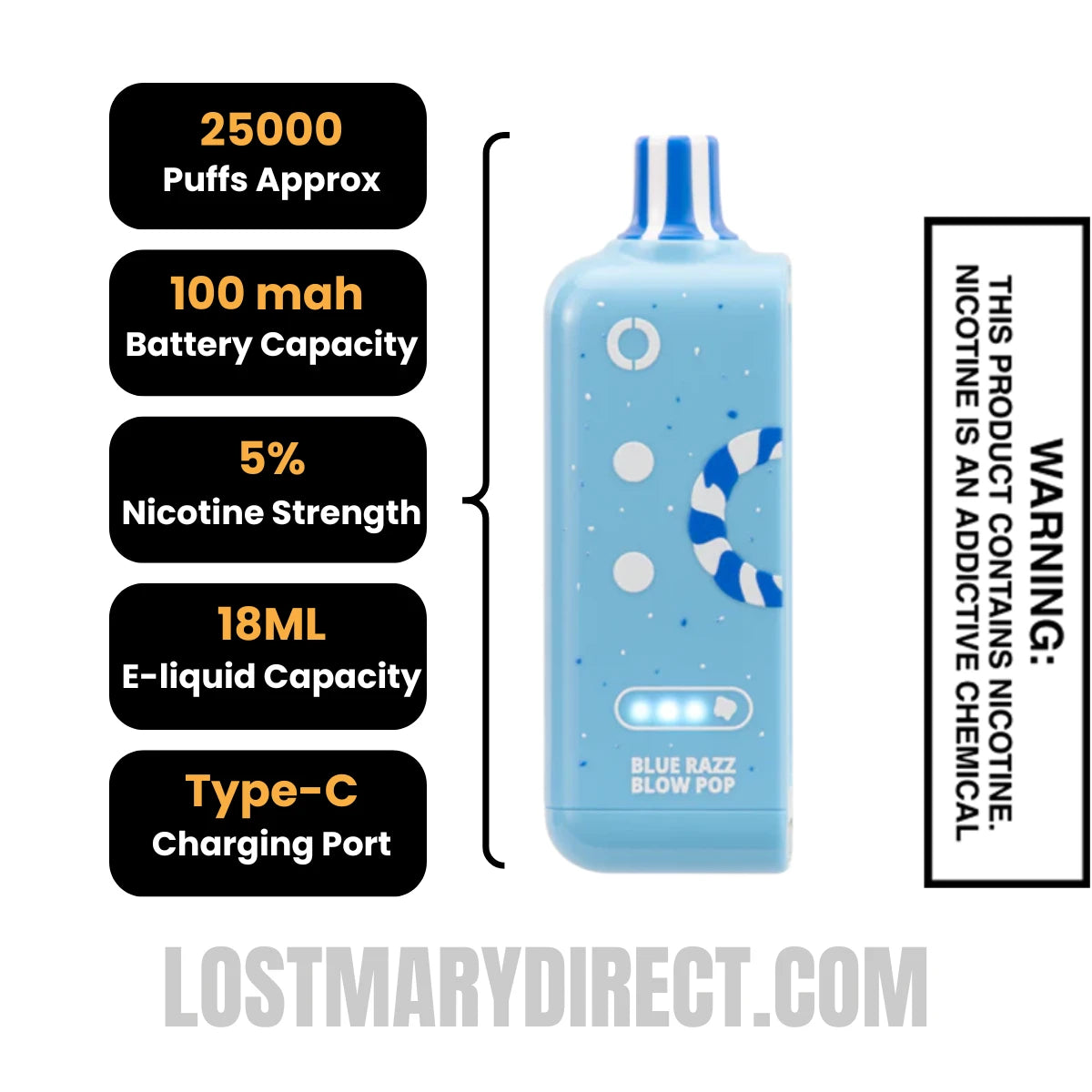 Blue Razz B-Pop Off Stamp Sweet X-Cube Pod Specifications