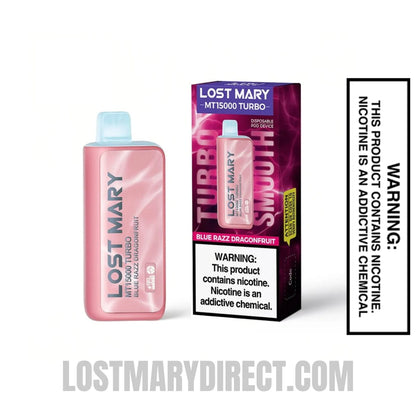 Blue Razz Dragonfruit Lost Mary MT15000 Turbo with package box