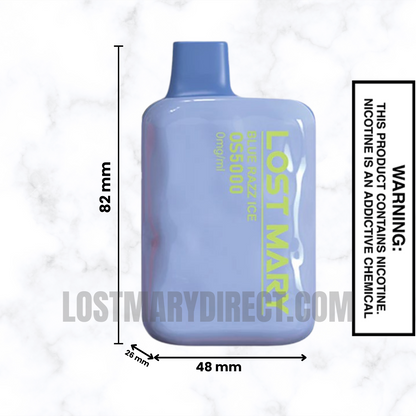 Blue Razz Ice Lost Mary OS5000 Zero Nicotine Vape Dimension